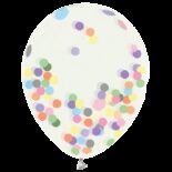 Balon lateksowy 12” transparentny z kolorowym konfetti