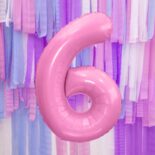 Balon foliowy 86 cm pastelowo różowa cyfra 6