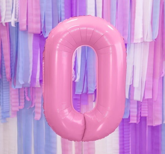 Balon foliowy 86 cm pastelowo różowa cyfra 0