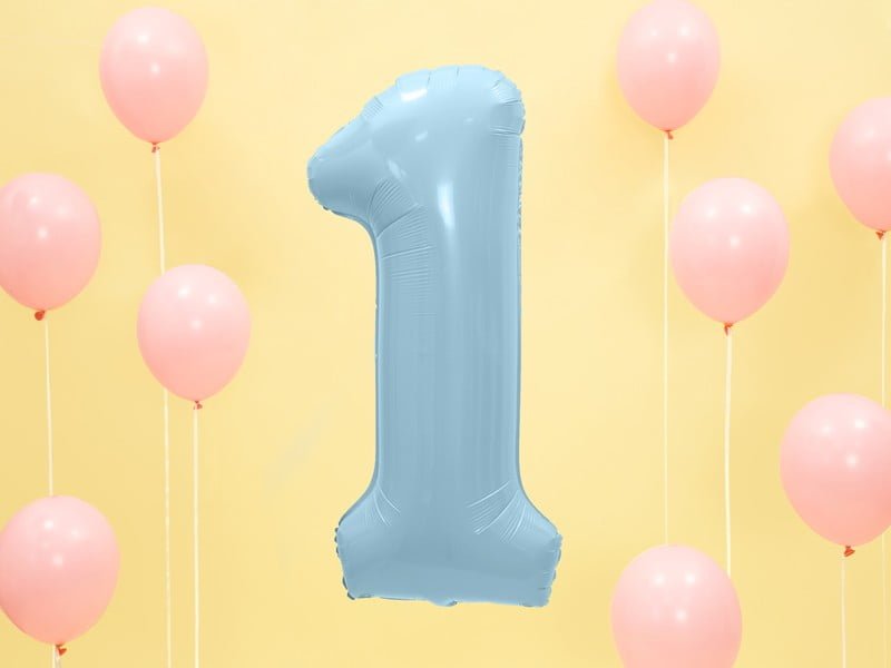 Balon foliowy 86 cm jasnoniebieska cyfra 1