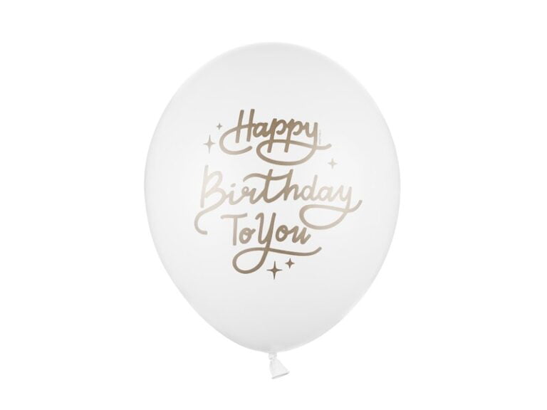 Balony lateksowe białe z napisem happy birthday to you 50 szt.