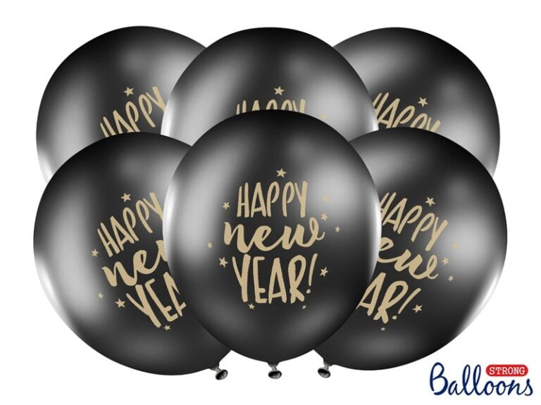 Balony lateksowe czarne happy new year 50 szt.