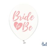 Balony lateksowe transparentne z różowym napisem BRIDE BE 6 szt.