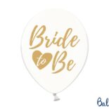 Balony lateksowe transparentne ze złotym napisem BRIDE BE 6 szt.