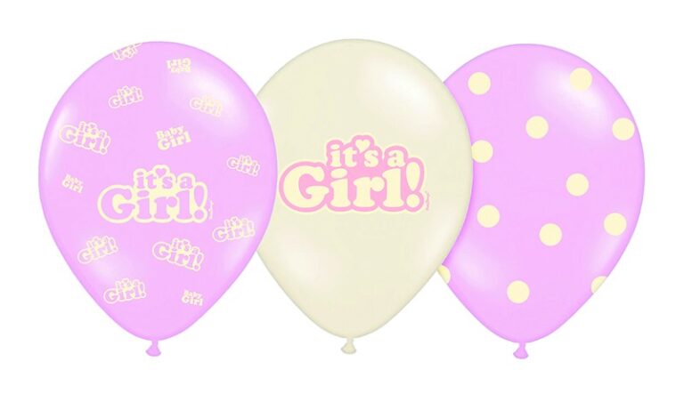 Balony lateksowe na baby shower dla dziewczynki 6 szt.