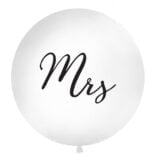 Balon lateksowy biały z czarnym napisem MRS