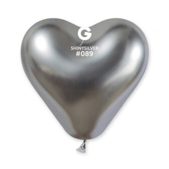 Balon lateksowy serce srebrne shiny 12”