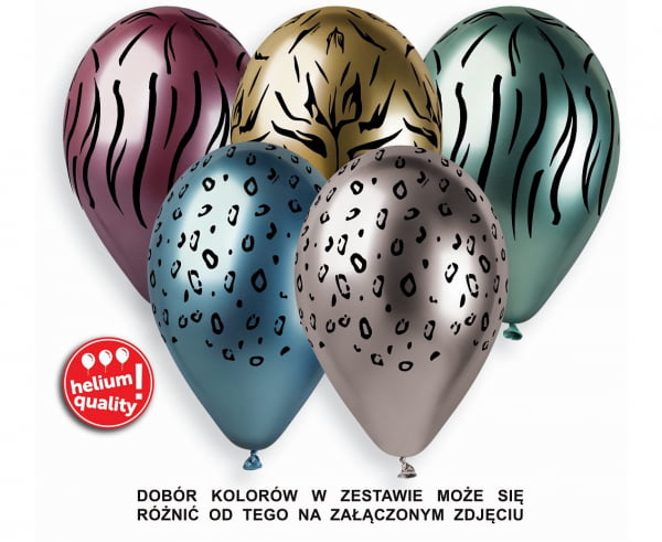 Balony lateksowe 13” Shiny mix safari ( 5 szt. )