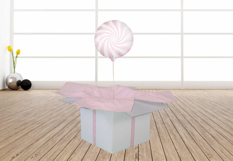 Przesyłka balonowa - różowo biały lizak