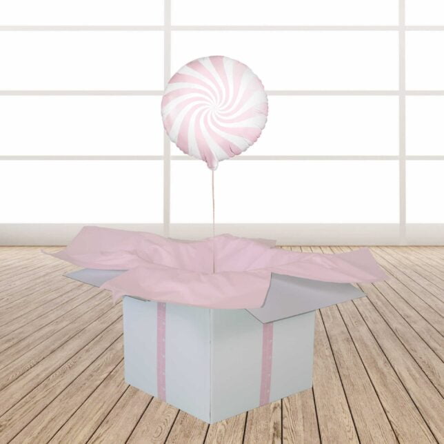 Przesyłka balonowa - różowo biały lizak