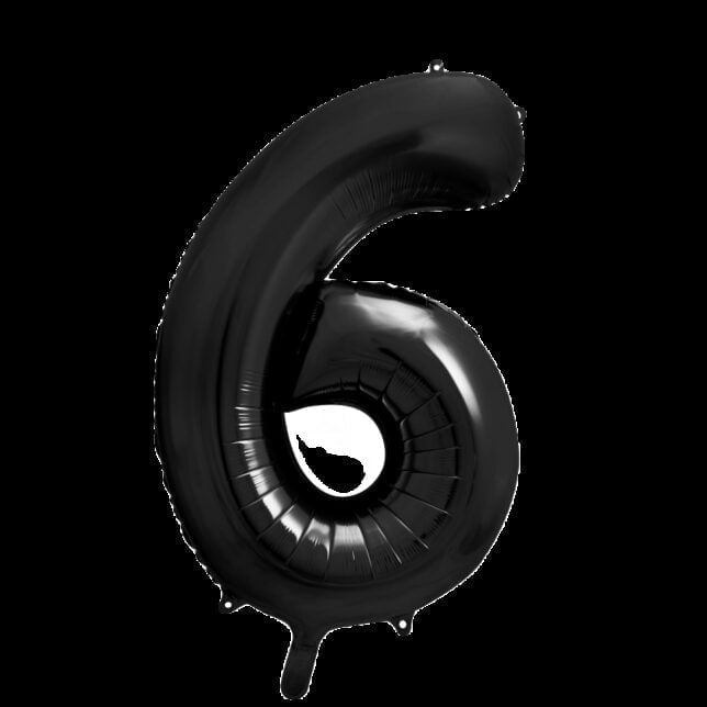 Balon foliowy 86 cm czarna cyfra 6