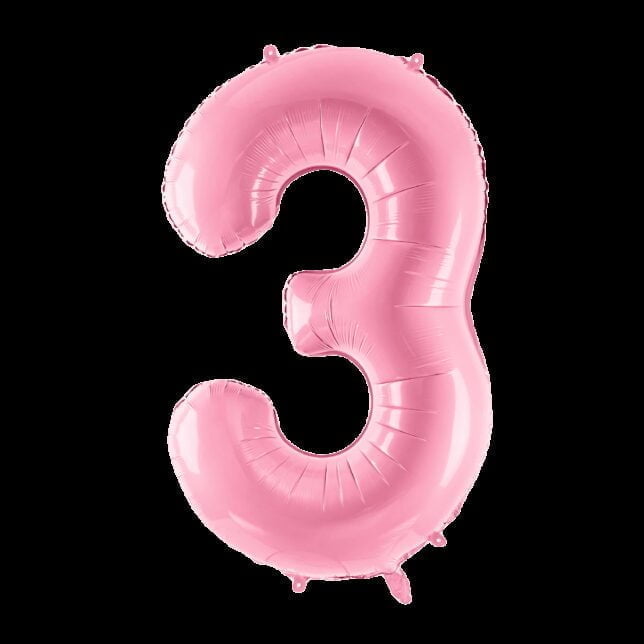 Balon foliowy 86 cm pastelowo różowa cyfra 3