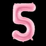 Balon foliowy 86 cm pastelowo różowa cyfra 5