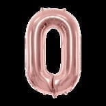Balon foliowy 86 cm różowe złoto cyfra 0