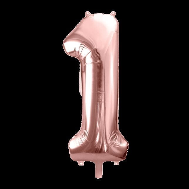 Balon foliowy 86 cm różowe złoto cyfra 1