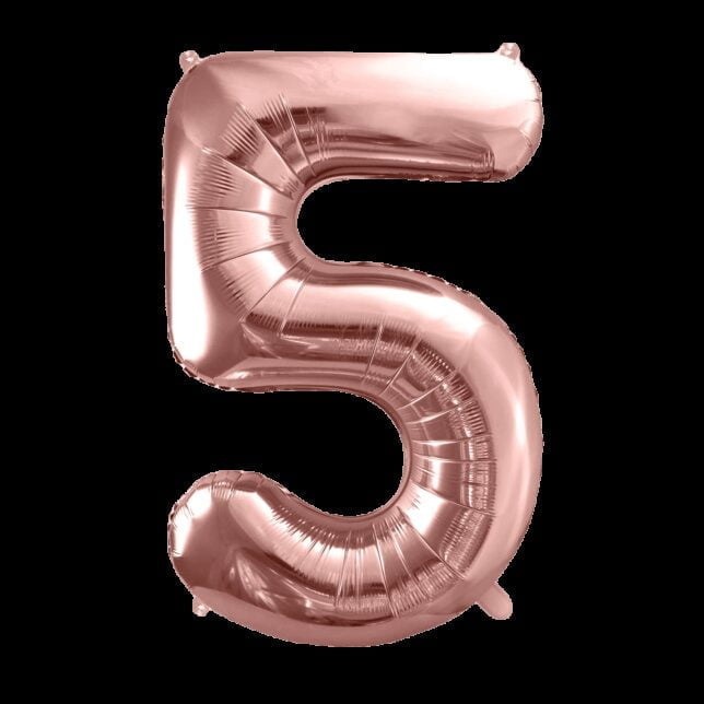 Balon foliowy 86 cm różowe złoto cyfra 5
