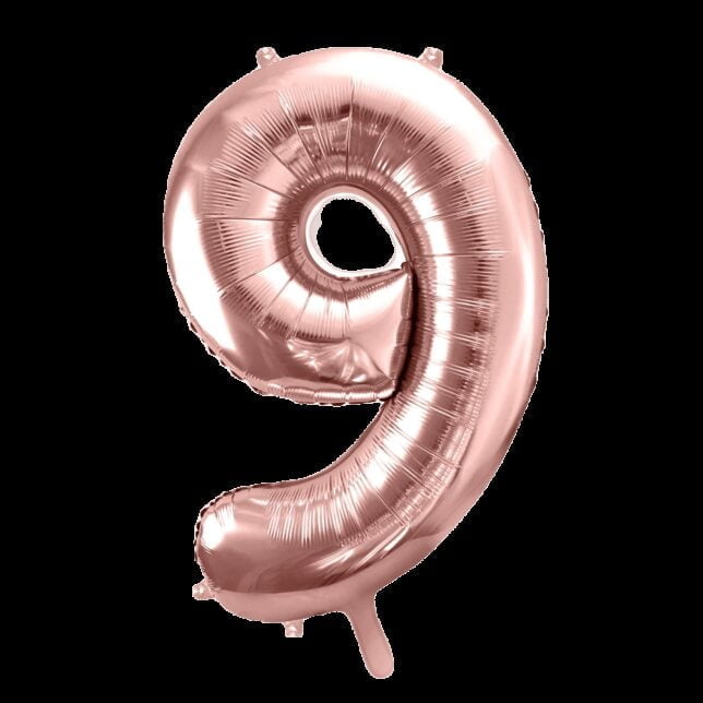 Balon foliowy 86 cm różowe złoto cyfra 9
