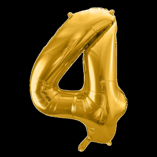 Balon foliowy 86 cm złota cyfra 4
