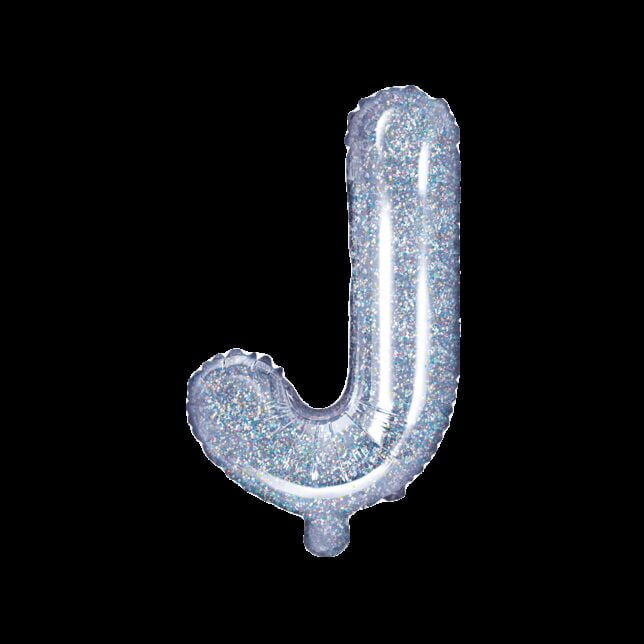 Balon foliowy holograficzna litera J, 35 cm