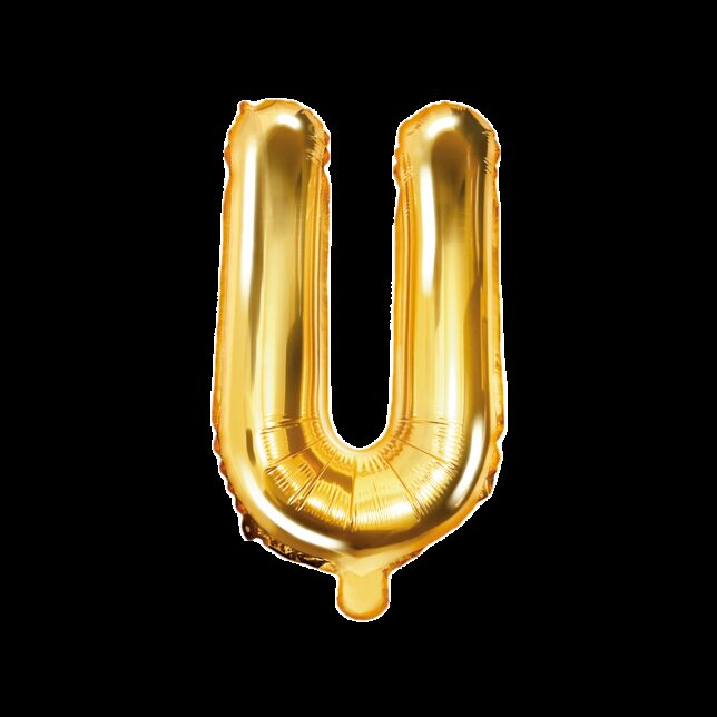 Balon foliowy złota litera U, 35 cm
