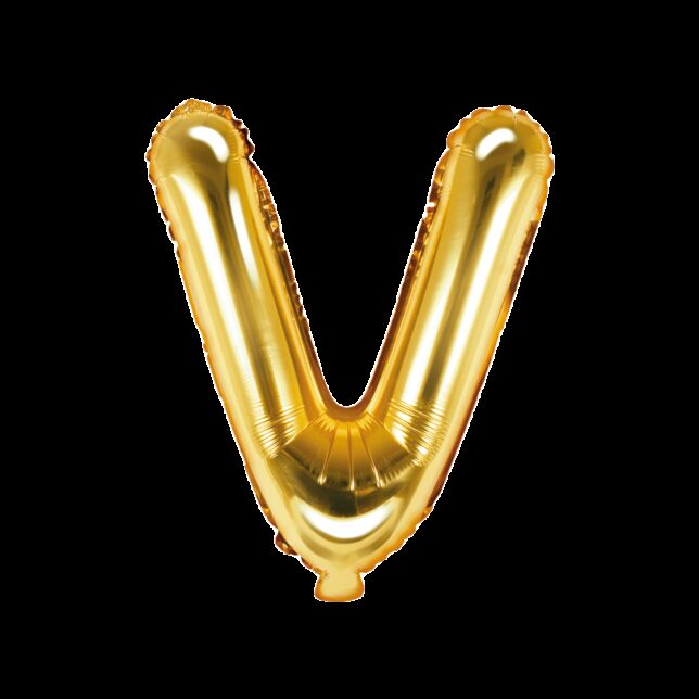 Balon foliowy złota litera V, 35 cm