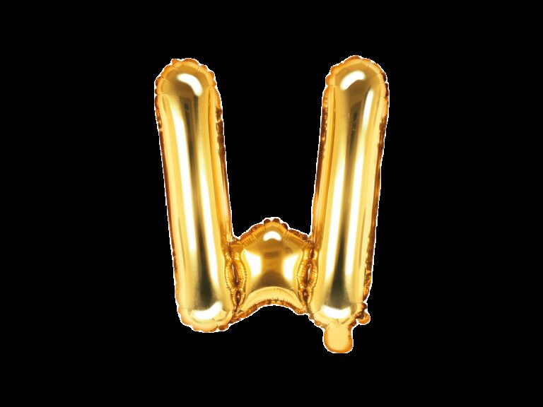Balon foliowy złota litera W, 35 cm
