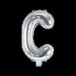 Balon foliowy srebrna litera C, 35 cm