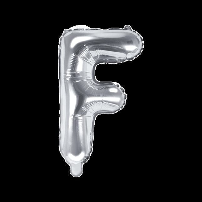 Balon foliowy srebrna litera F, 35 cm