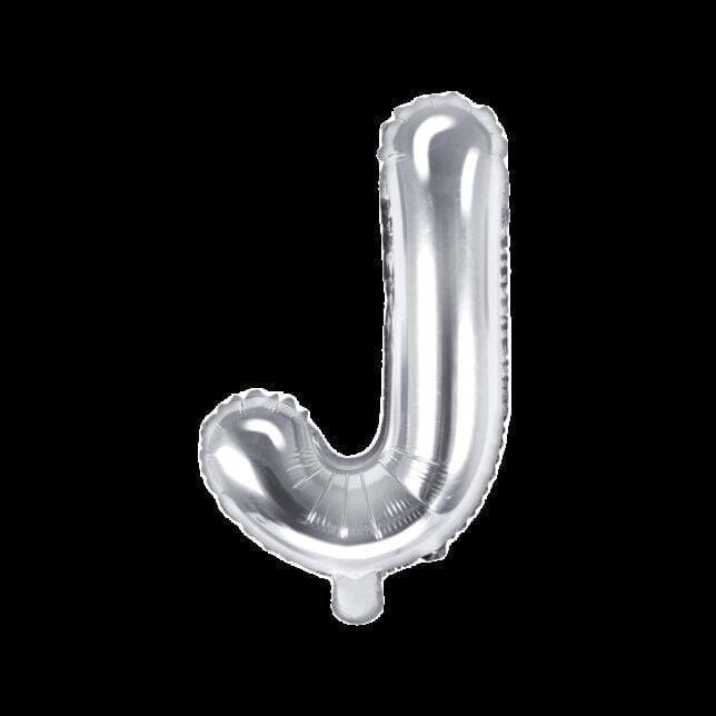 Balon foliowy srebrna litera J, 35 cm