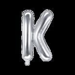 Balon foliowy srebrna litera K, 35 cm