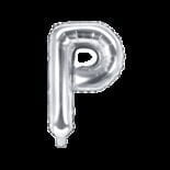 Balon foliowy srebrna litera P, 35 cm