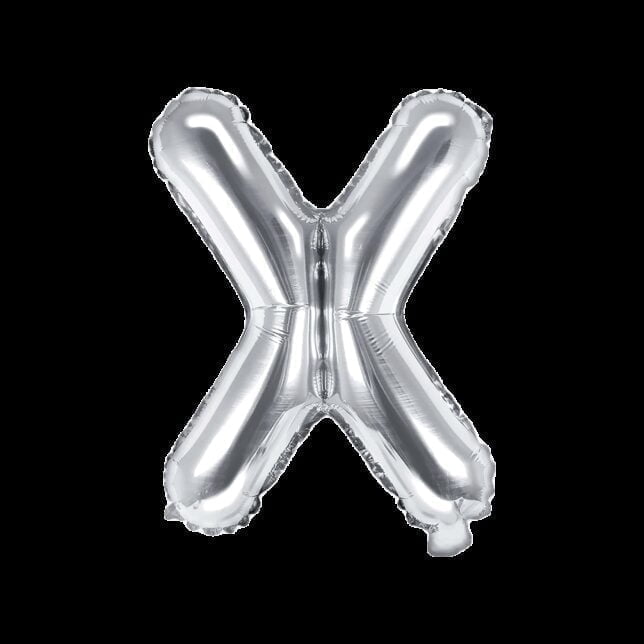 Balon foliowy srebrna litera X, 35 cm