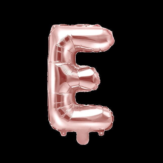 Balon foliowy różowe złoto litera E, 35 cm