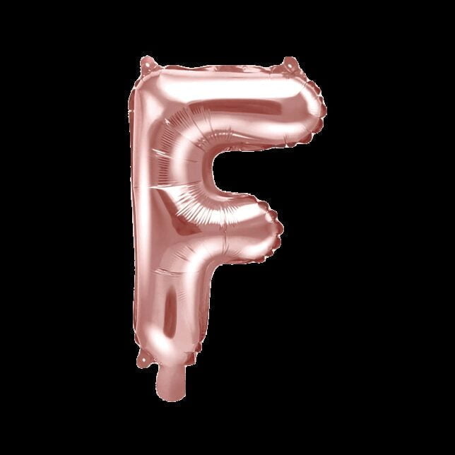 Balon foliowy różowe złoto litera F, 35 cm
