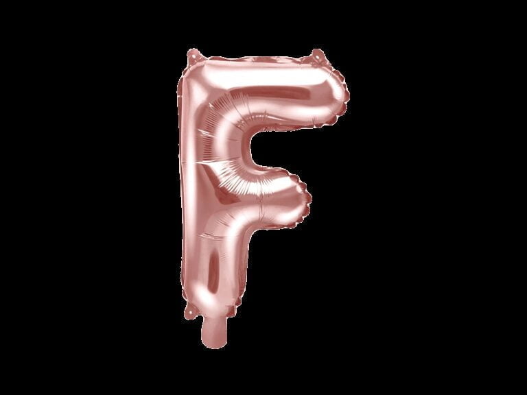 Balon foliowy różowe złoto litera F, 35 cm