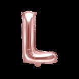 Balon foliowy różowe złoto litera L, 35 cm