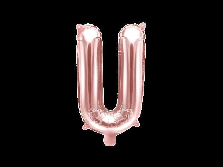 Balon foliowy różowe złoto litera U, 35 cm