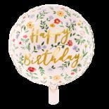 Balon foliowy okrągły jasnoróżowy happy birthday