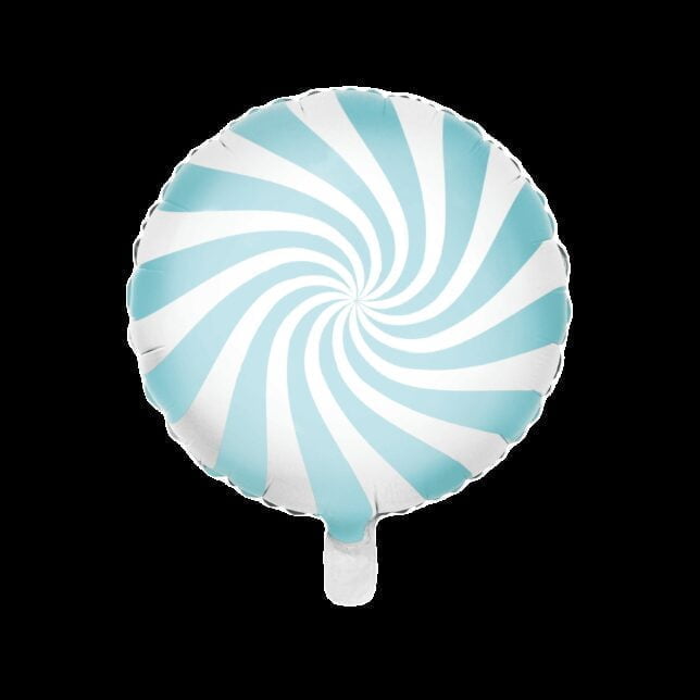 Balon foliowy okrągły cukierek błękitno biały