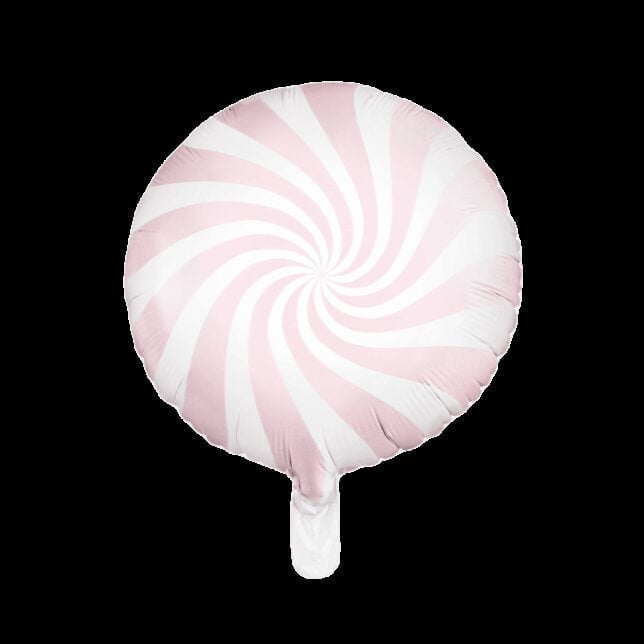 Balon foliowy okrągły cukierek jasnoróżowo biały