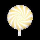 Balon foliowy okrągły cukierek żółto biały