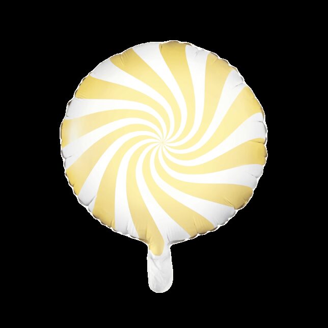Balon foliowy okrągły cukierek żółto biały