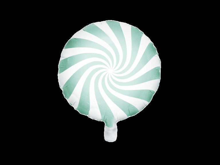 Balon foliowy okrągły cukierek miętowo biały