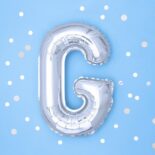 Balon foliowy srebrna litera G, 35 cm
