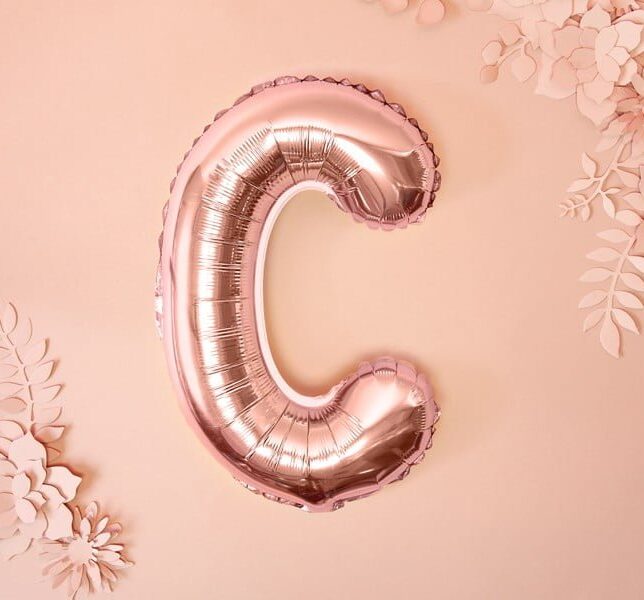 Balon foliowy różowe złoto litera C, 35 cm