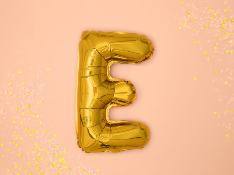 Balon foliowy złota litera E, 35 cm