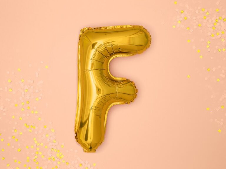 Balon foliowy złota litera F, 35 cm
