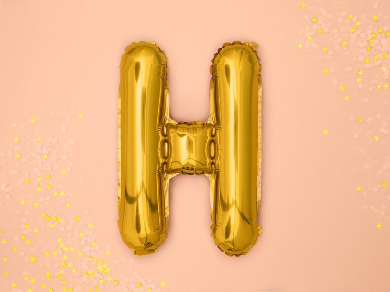 Balon foliowy złota litera H, 35 cm