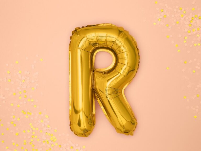 Balon foliowy złota litera R, 35 cm