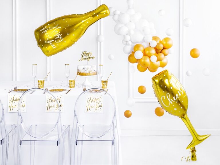 Balon foliowy złota butelka happy new year